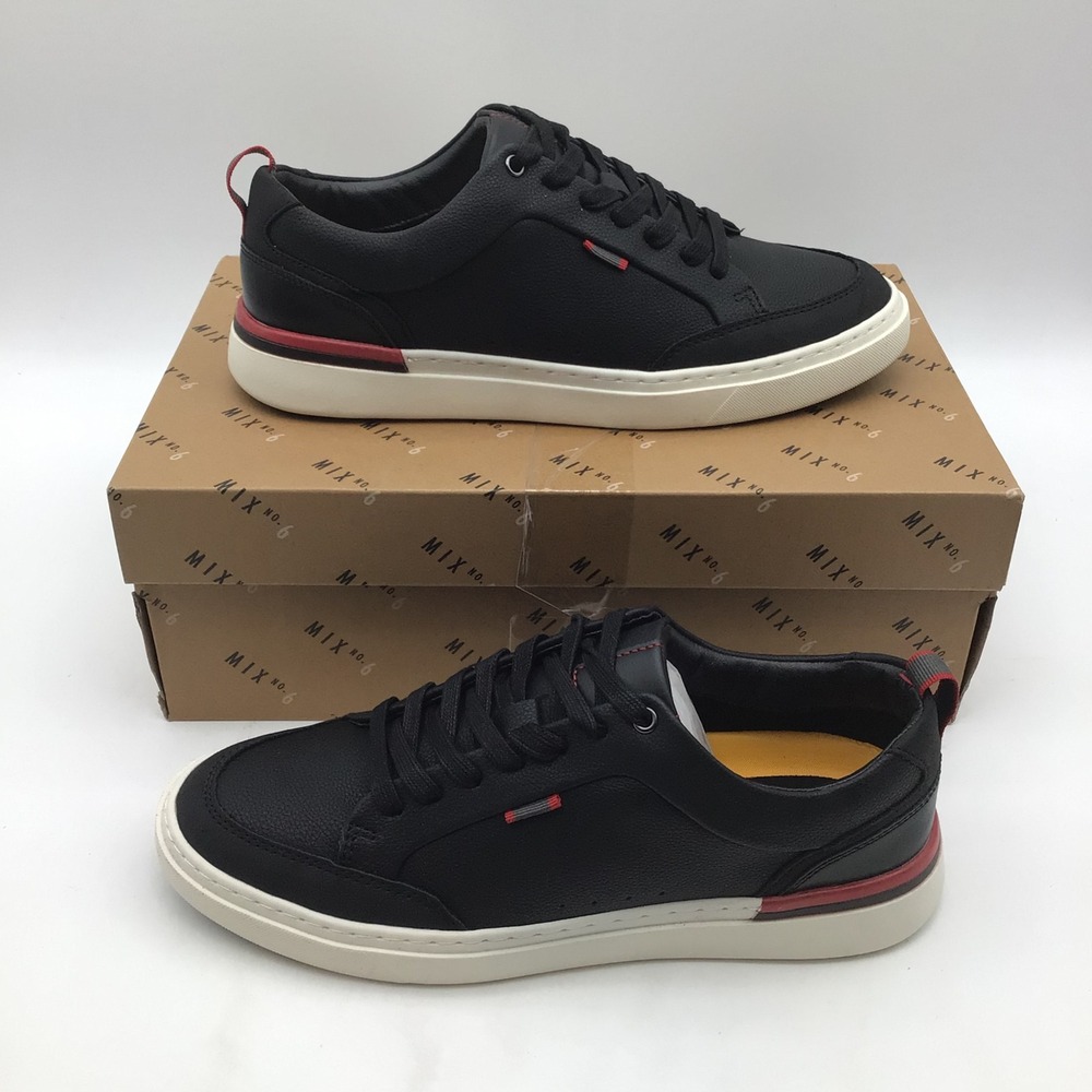 Mix No. 6 Maximuss Mens Black Faux Leather Low Top Sneakers Size 9M NEW